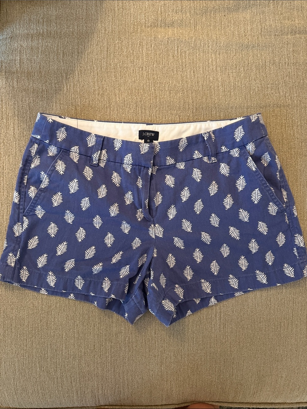 J. Crew Navy Blue Leaf-Print Women’s Shorts